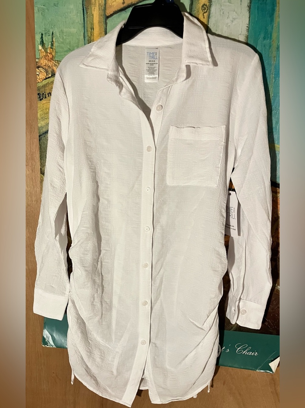 Time and Tru White Button-Front Swim Coverup - Picture 12 of 16